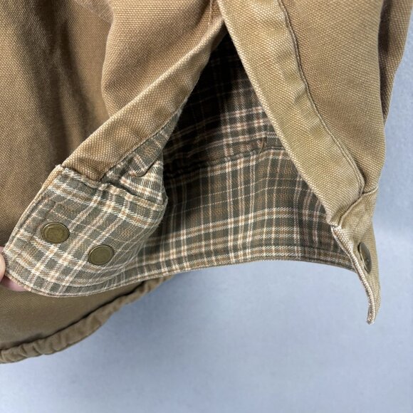 Carhartt Jacket Men’s Large Tall Flannel Lined Brown Snap Up‎ Vintage Workwear - Picture 8 of 10